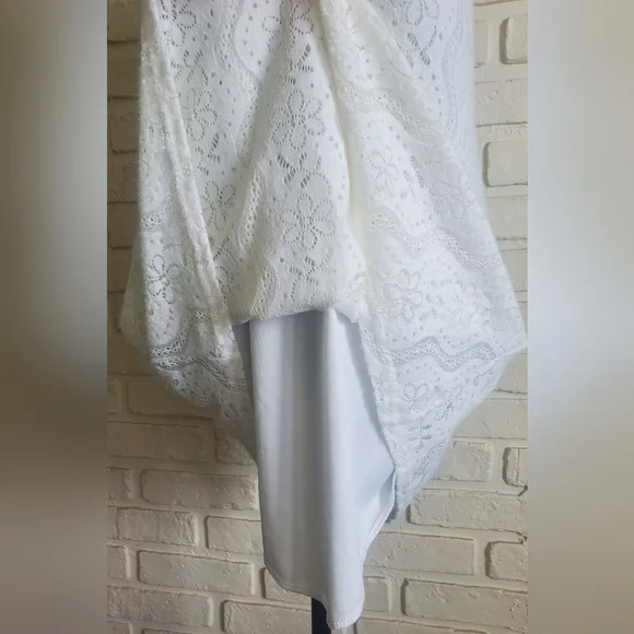 NWT Papa Vancouver White Lace Dress Asymmetrical A-line Sleeveless Summer Medium - Picture 10 of 13